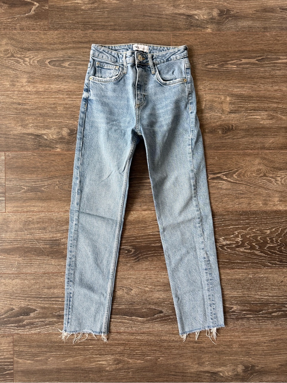 Zara Light Wash Straight Leg High-Rise Jeans